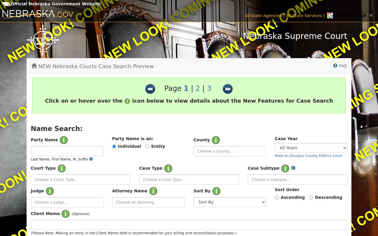 Perkins County warrant lookup JUSTICE search interface