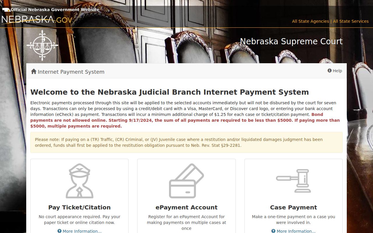 Perkins County traffic warrant official court payment interface