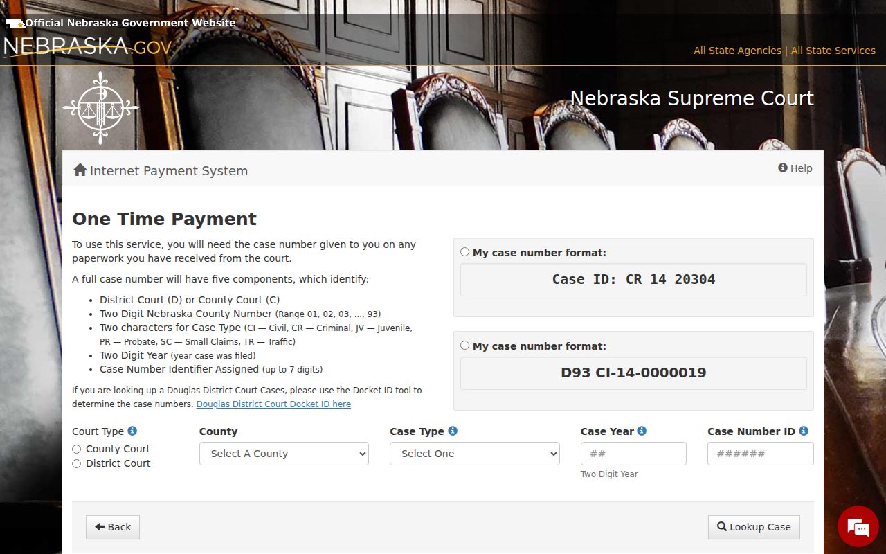 Perkins County traffic warrant case number payment screen