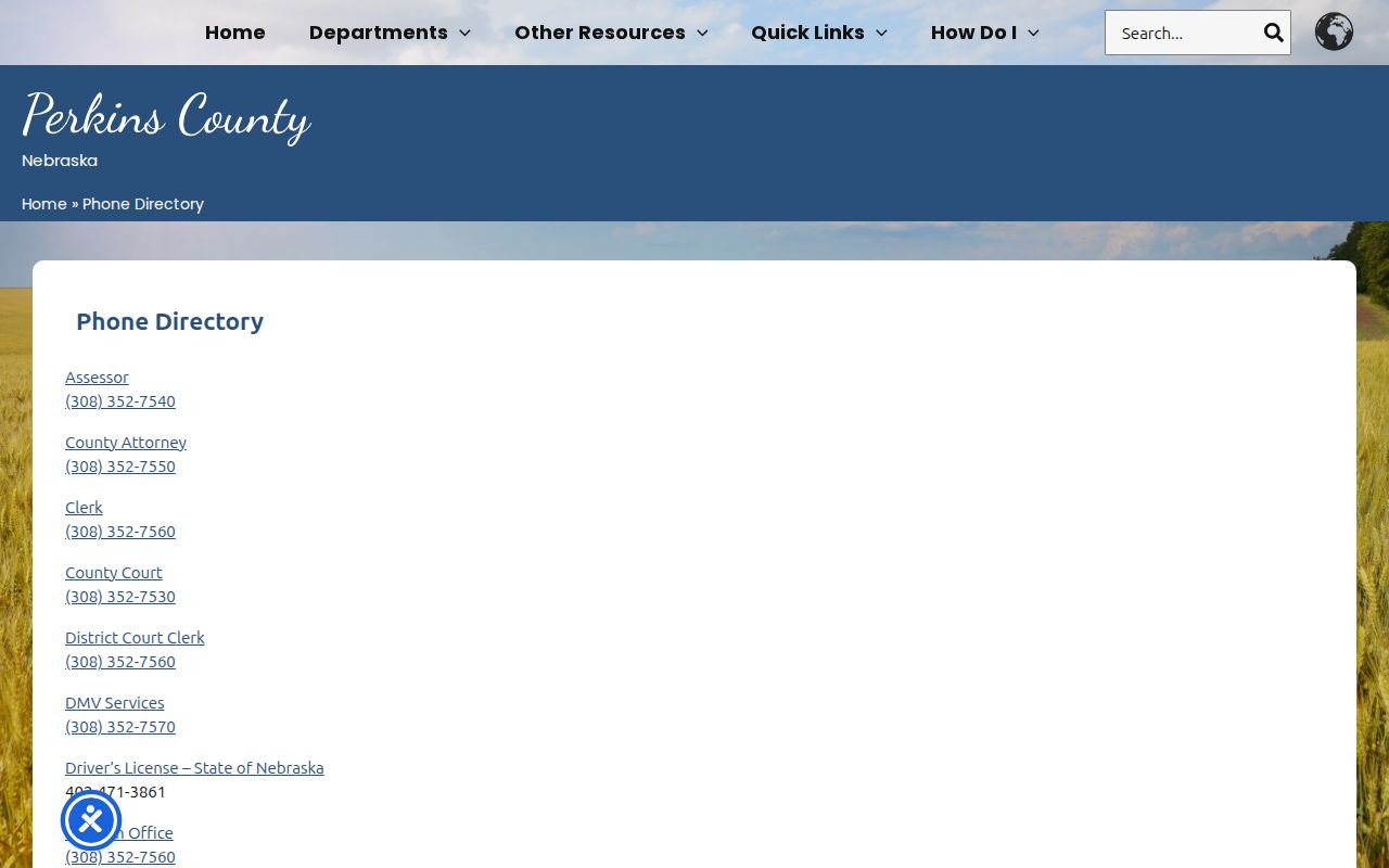 Perkins County outstanding warrants county directory contacts