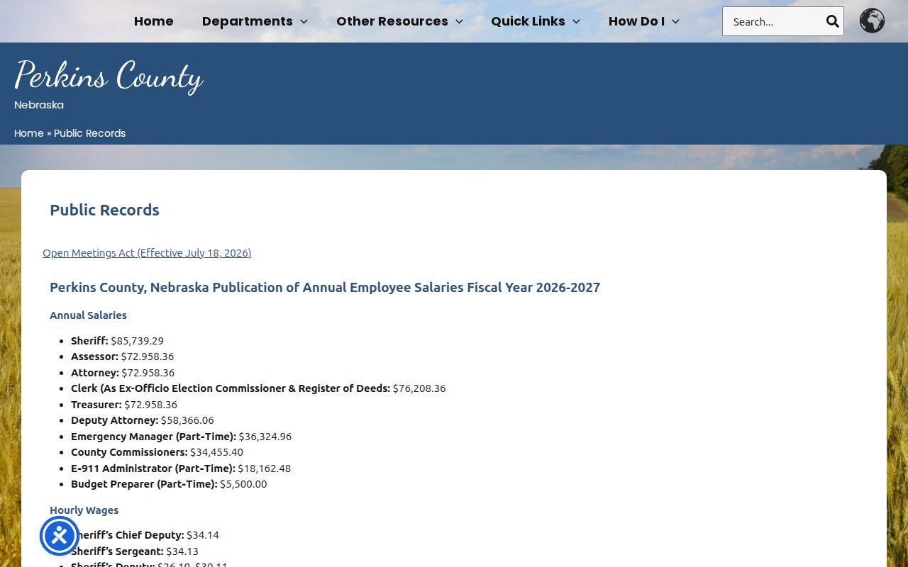 Perkins County outstanding warrants public records page