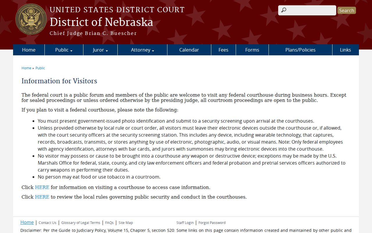 Perkins County arrest warrant federal visitor security rules